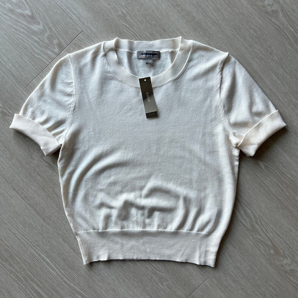 J Crew Shrunken T Shirt Small Cream White BX481